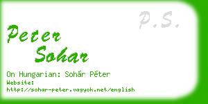 peter sohar business card